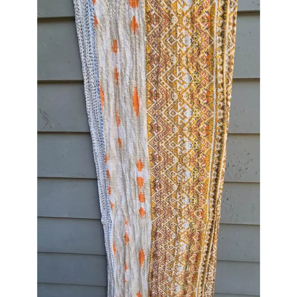 Gold White Boho Scarf